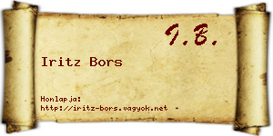 Iritz Bors névjegykártya